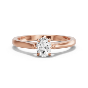Image for Oval Six Prong diamond Ring with Knife Edge Cathedral band
