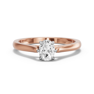 Image for Oval Six Prong diamond Ring with Knife Edge Cathedral band