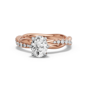 Image for Oval Six Prong diamond Ring with Rope Pave band
