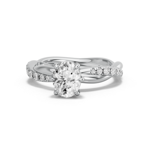 Image for Oval Six Prong diamond Ring with Rope Pave band