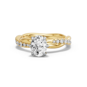 Image for Oval Six Prong diamond Ring with Rope Pave band