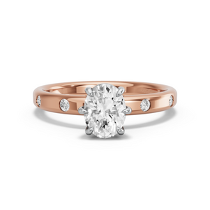 Image for Oval Six Prong diamond Ring with Sleek Accent band