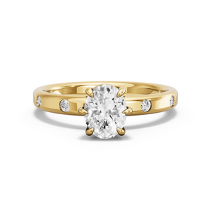 Image for Oval Six Prong diamond Ring with Sleek Accent band