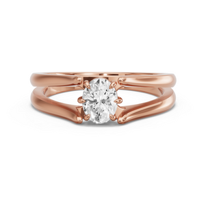 Image for Oval Six Prong diamond Ring with Split Ring Solitaire band