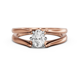 Image for Oval Six Prong diamond Ring with Split Ring Solitaire band
