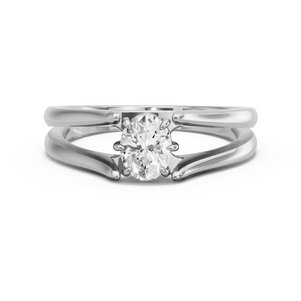 Image for Oval Six Prong diamond Ring with Split Ring Solitaire band