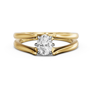 Image for Oval Six Prong diamond Ring with Split Ring Solitaire band