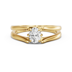 Image for Oval Six Prong diamond Ring with Split Ring Solitaire band