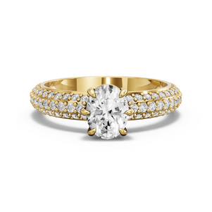 Image for Oval Six Prong diamond Ring with Triple Row Pave band