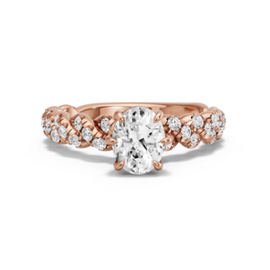 Image for Oval Six Prong diamond Ring with Twist Pave band