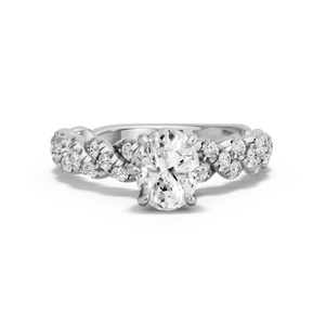 Image for Oval Six Prong diamond Ring with Twist Pave band