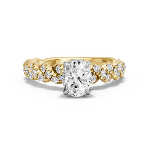 Image for Oval Six Prong diamond Ring with Twist Pave band