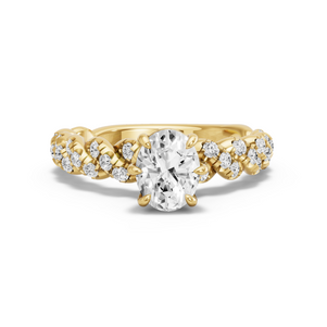 Image for Oval Six Prong diamond Ring with Twist Pave band