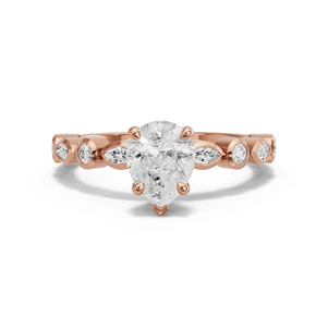 Image for Pear Six Prong diamond Ring with Alternating Marquise band