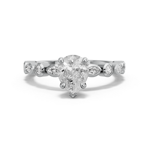 Image for Pear Six Prong diamond Ring with Alternating Marquise band