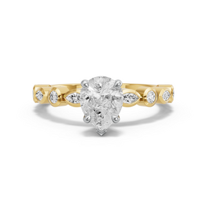 Image for Pear Six Prong diamond Ring with Alternating Marquise band