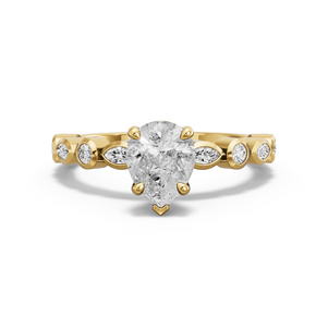 Image for Pear Six Prong diamond Ring with Alternating Marquise band