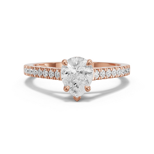 Image for Pear Six Prong diamond Ring with Cathedral Pave band