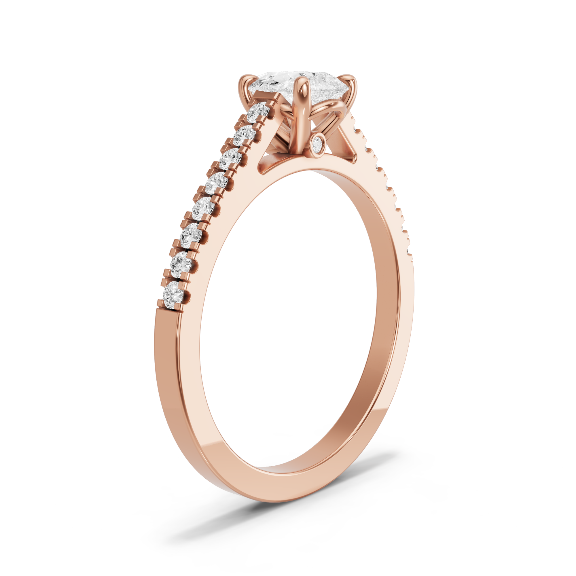 Image for Pear Six Prong diamond Ring with Cathedral Pave band
