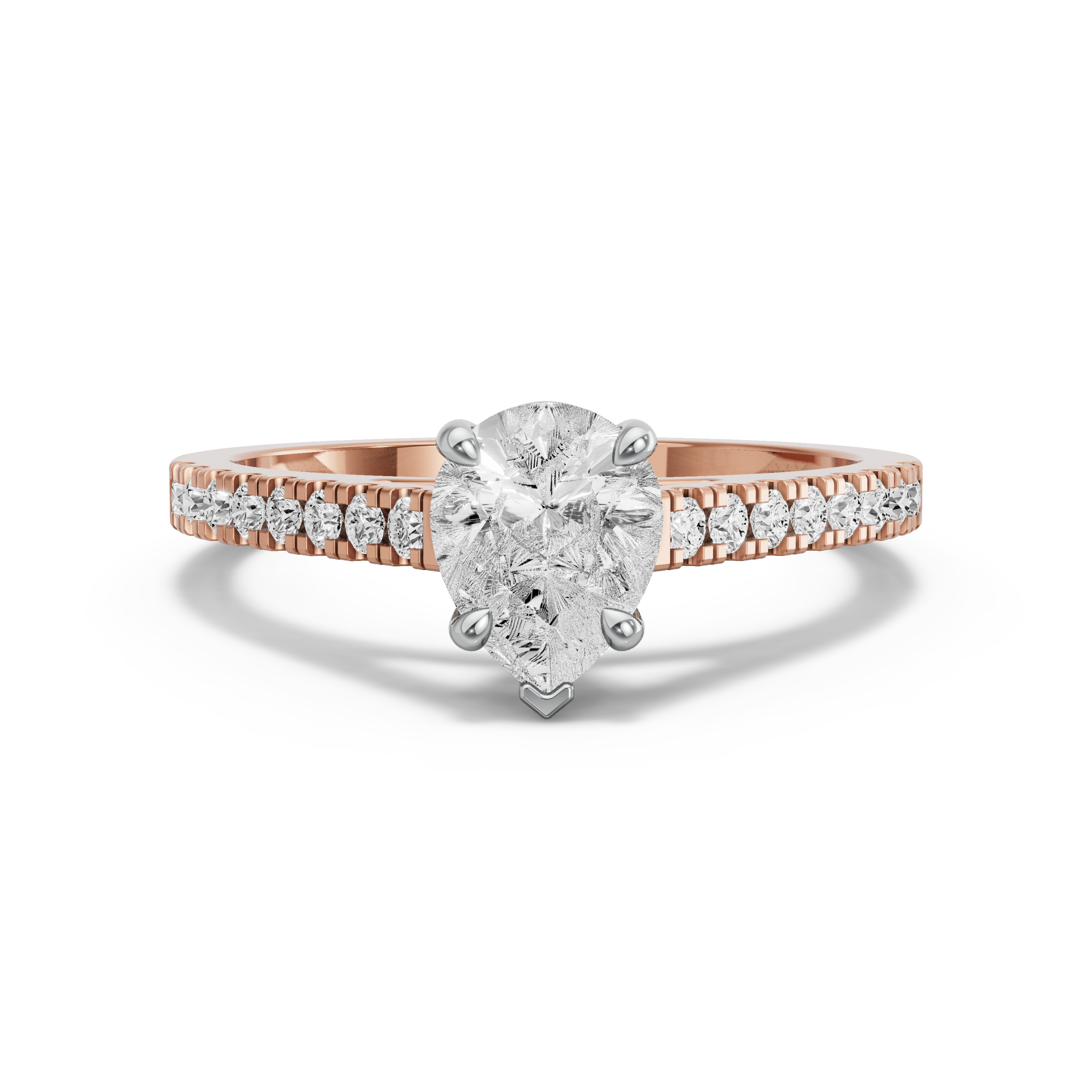 Image for Pear Six Prong diamond Ring with Cathedral Pave band