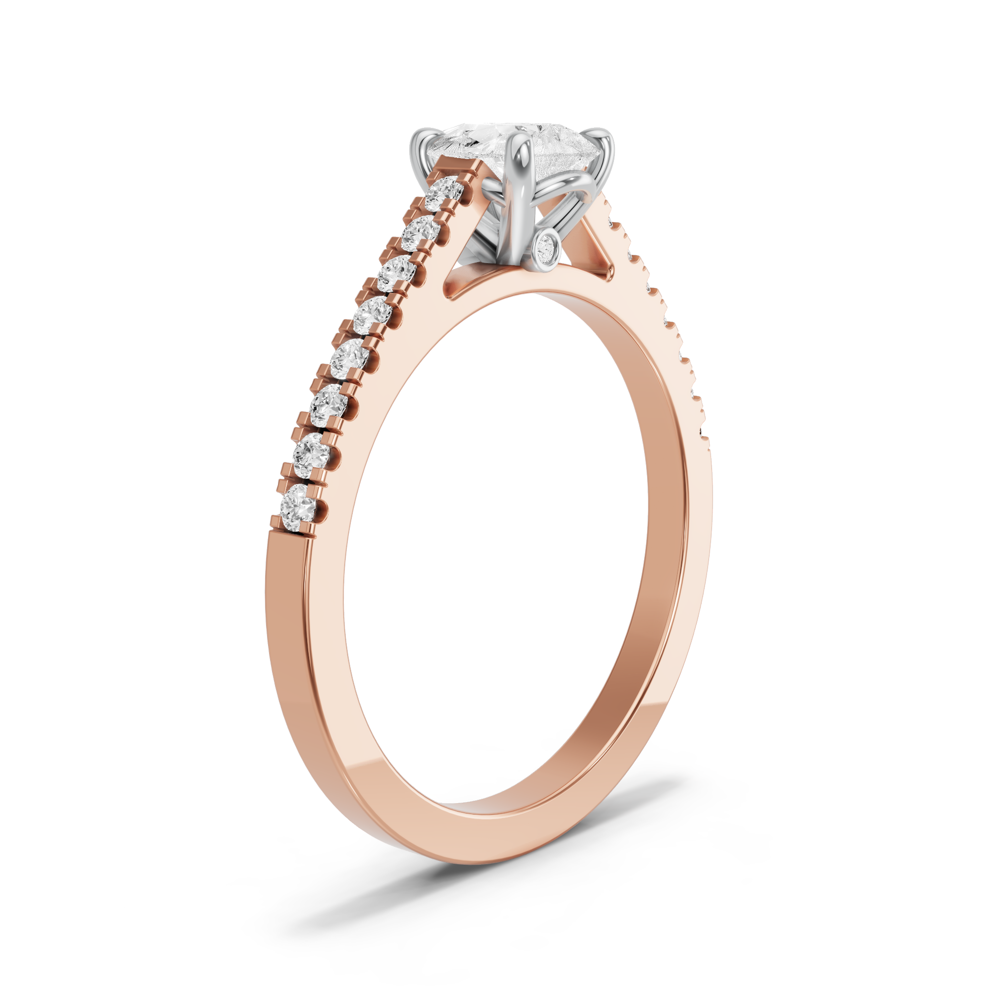 Image for Pear Six Prong diamond Ring with Cathedral Pave band