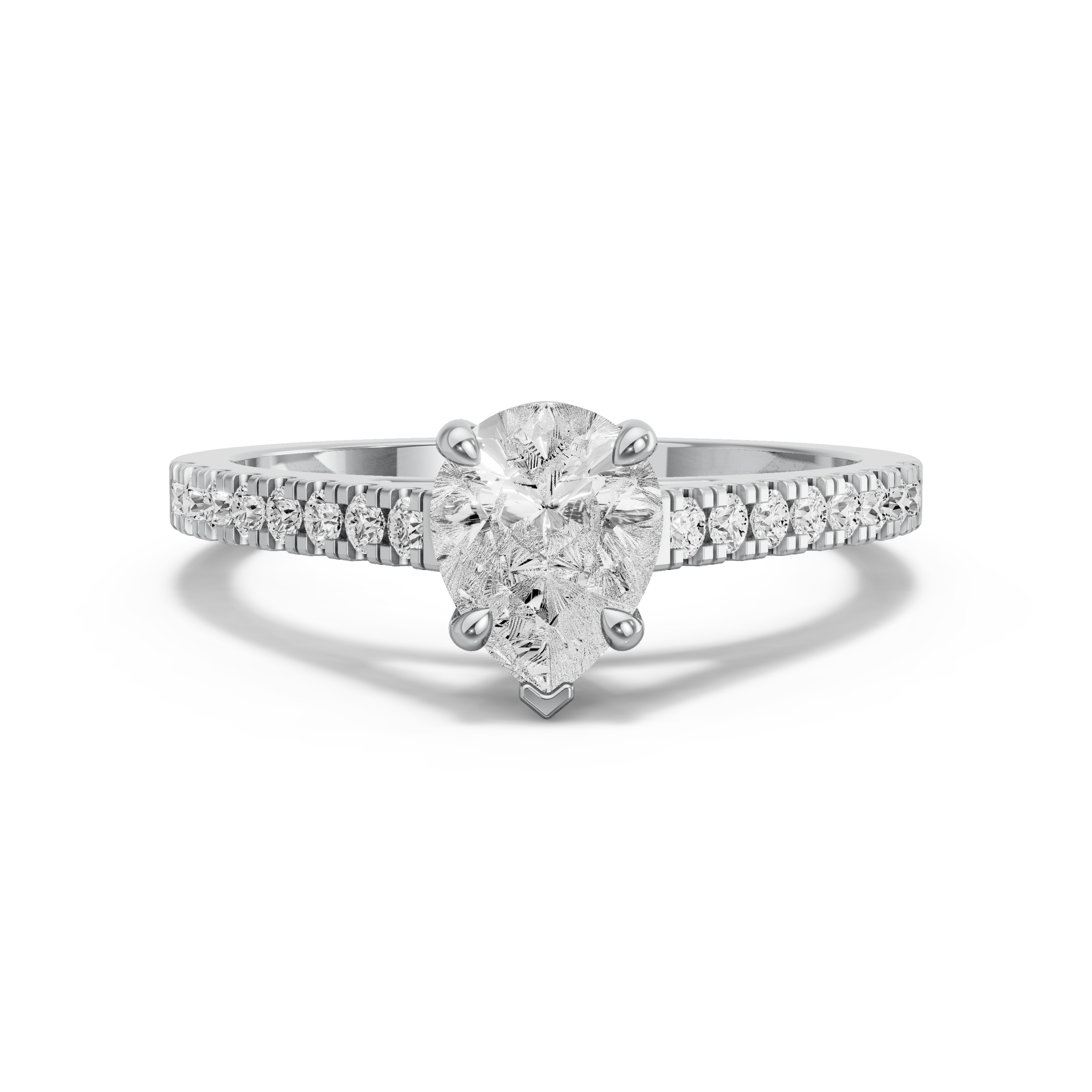 Image for Pear Six Prong diamond Ring with Cathedral Pave band