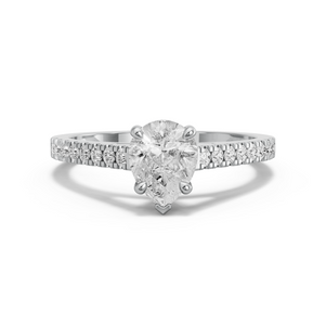 Image for Pear Six Prong diamond Ring with Cathedral Pave band