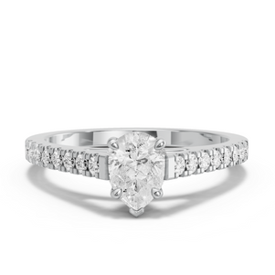 Image for Pear Six Prong diamond Ring with Cathedral Pave band