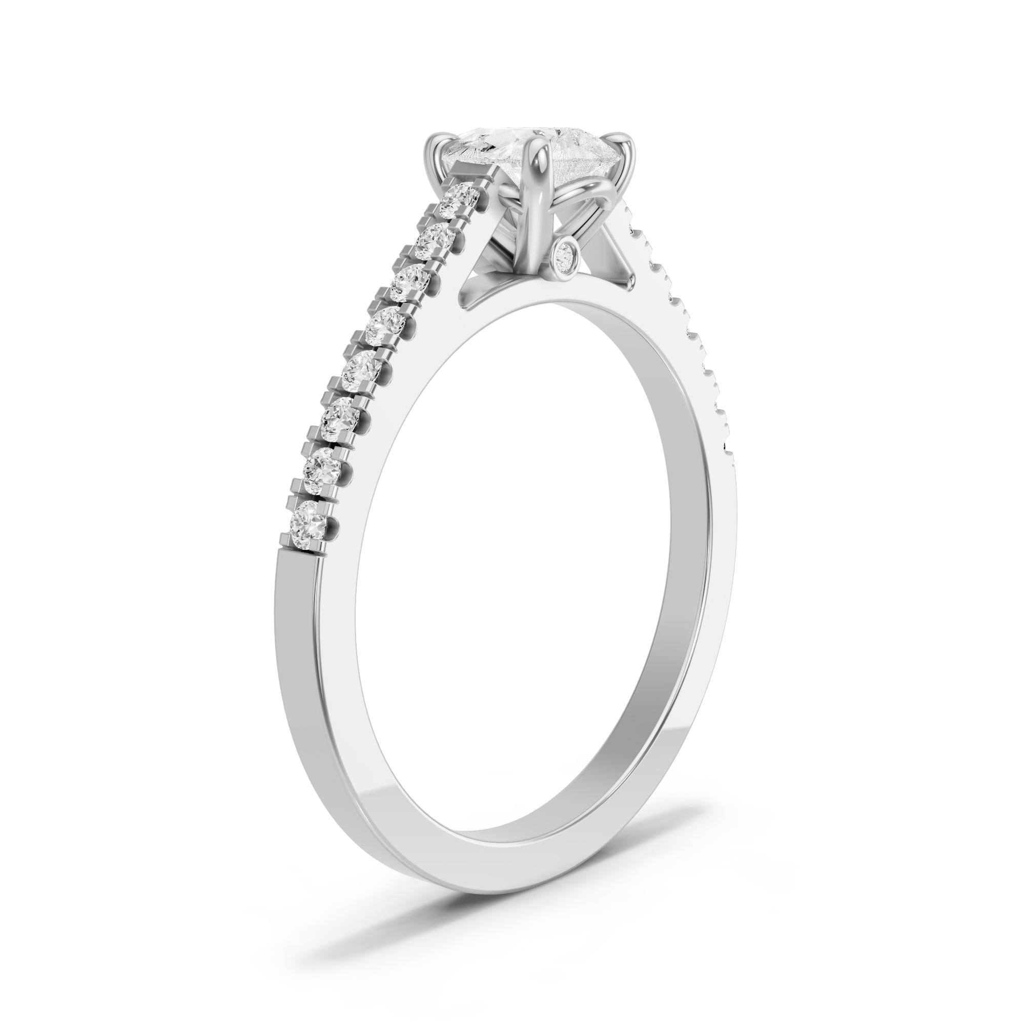 Image for Pear Six Prong diamond Ring with Cathedral Pave band