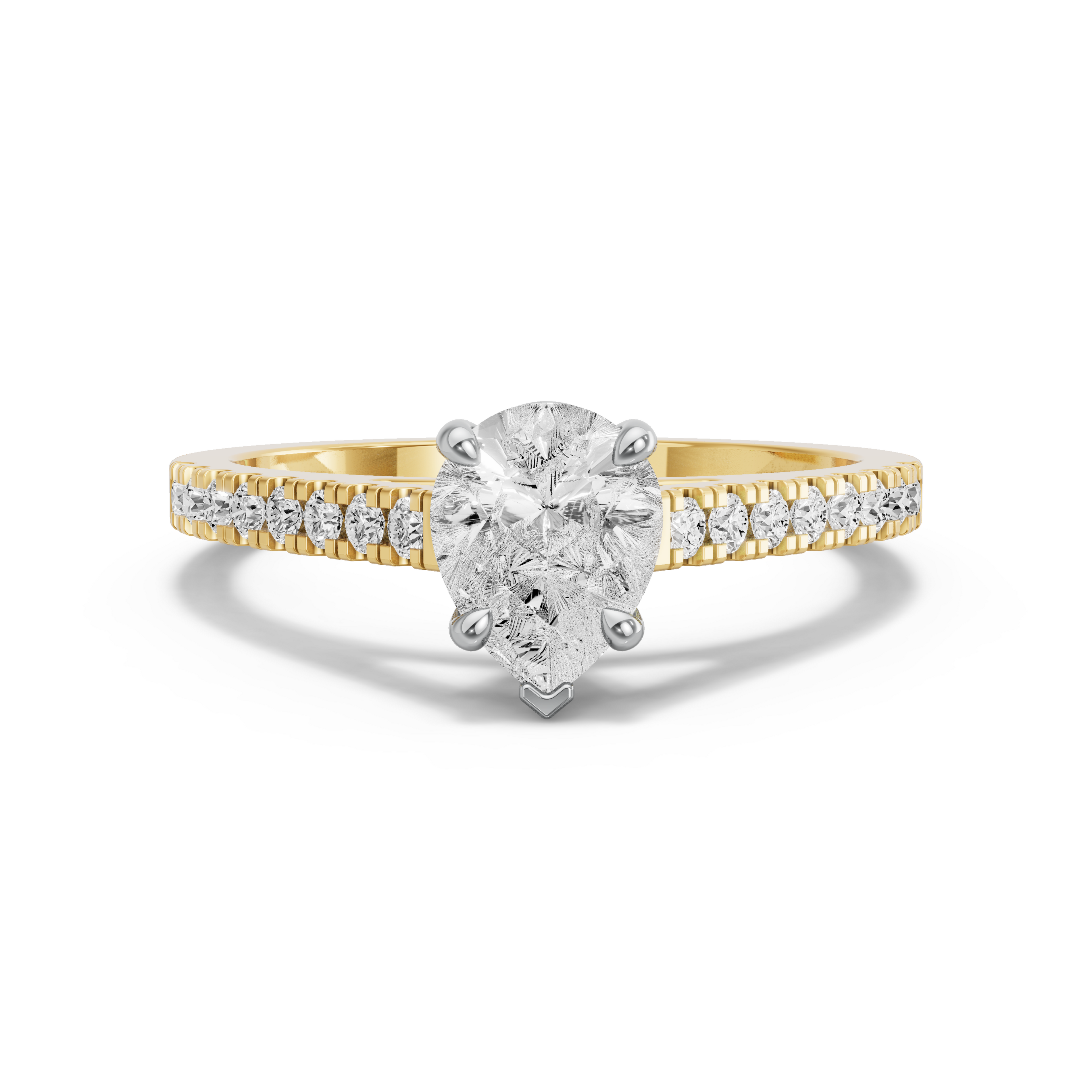 Image for Pear Six Prong diamond Ring with Cathedral Pave band