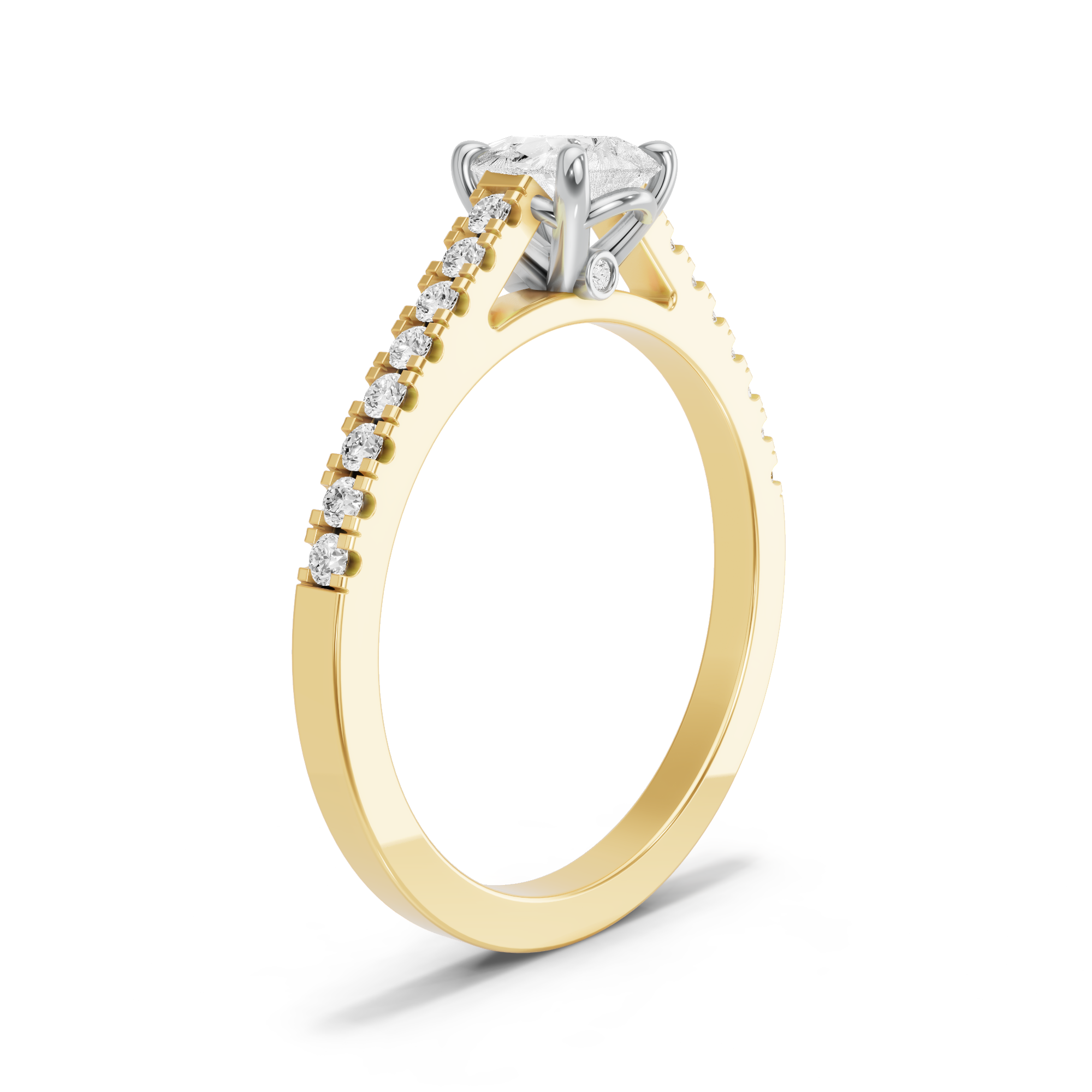 Image for Pear Six Prong diamond Ring with Cathedral Pave band
