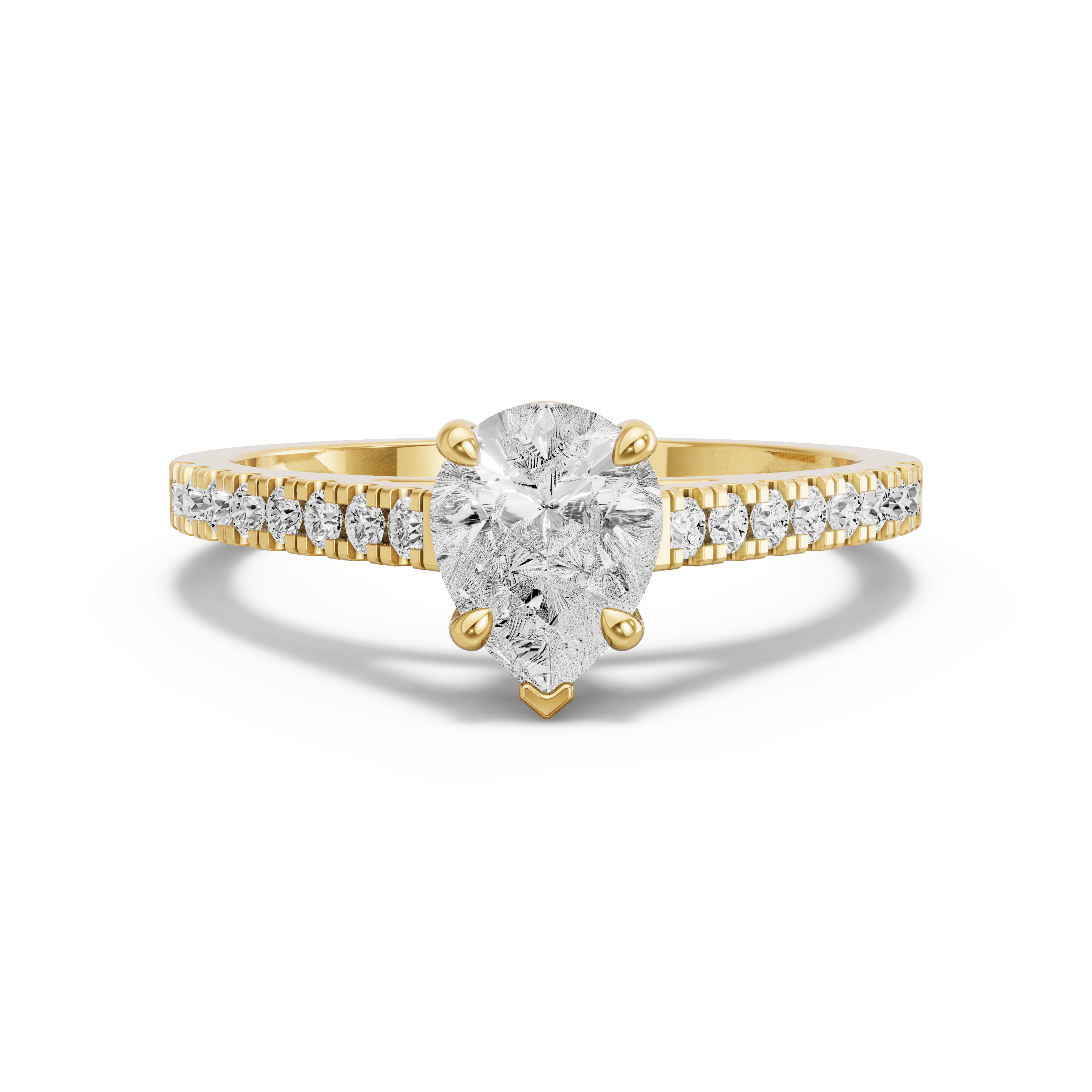 Image for Pear Six Prong diamond Ring with Cathedral Pave band