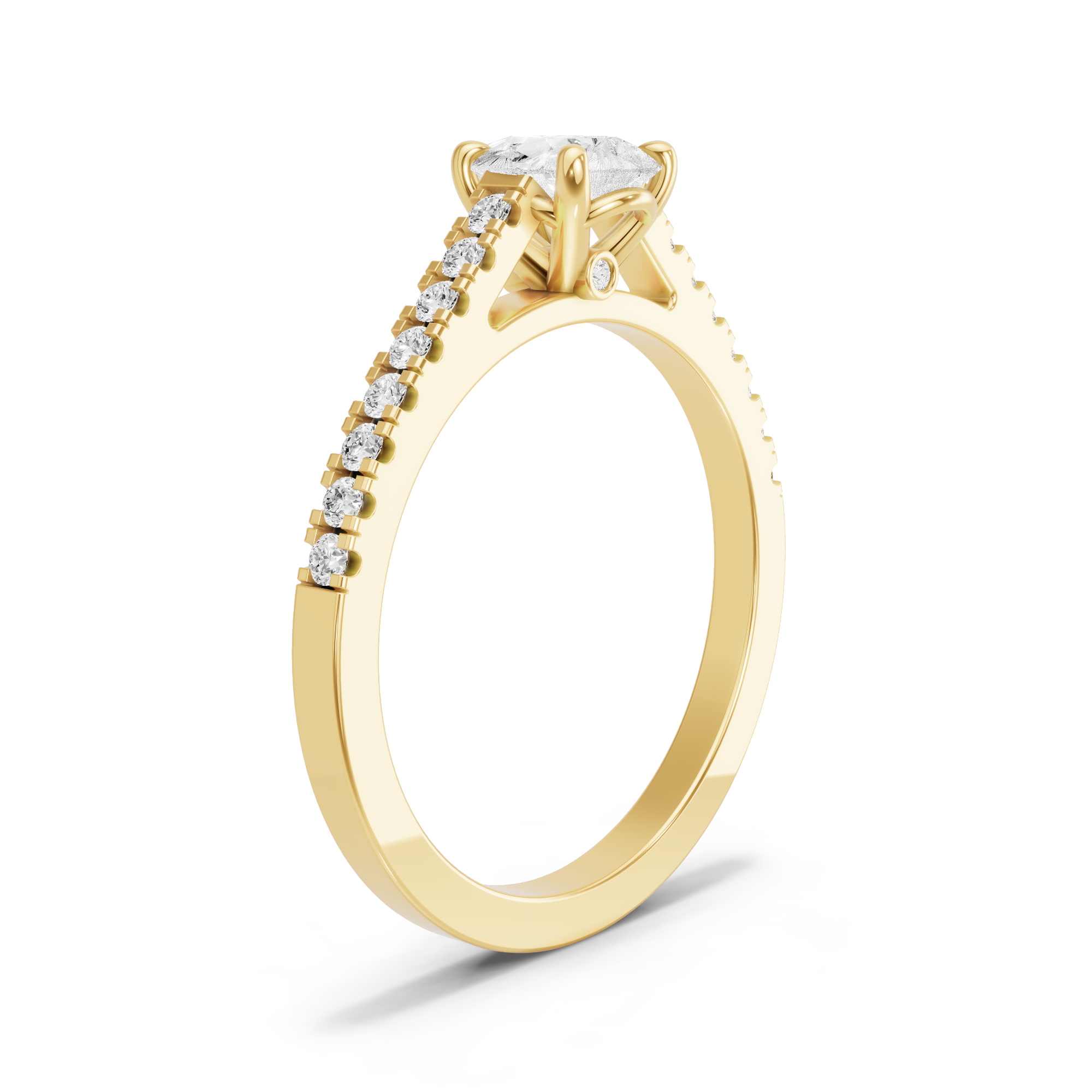 Image for Pear Six Prong diamond Ring with Cathedral Pave band