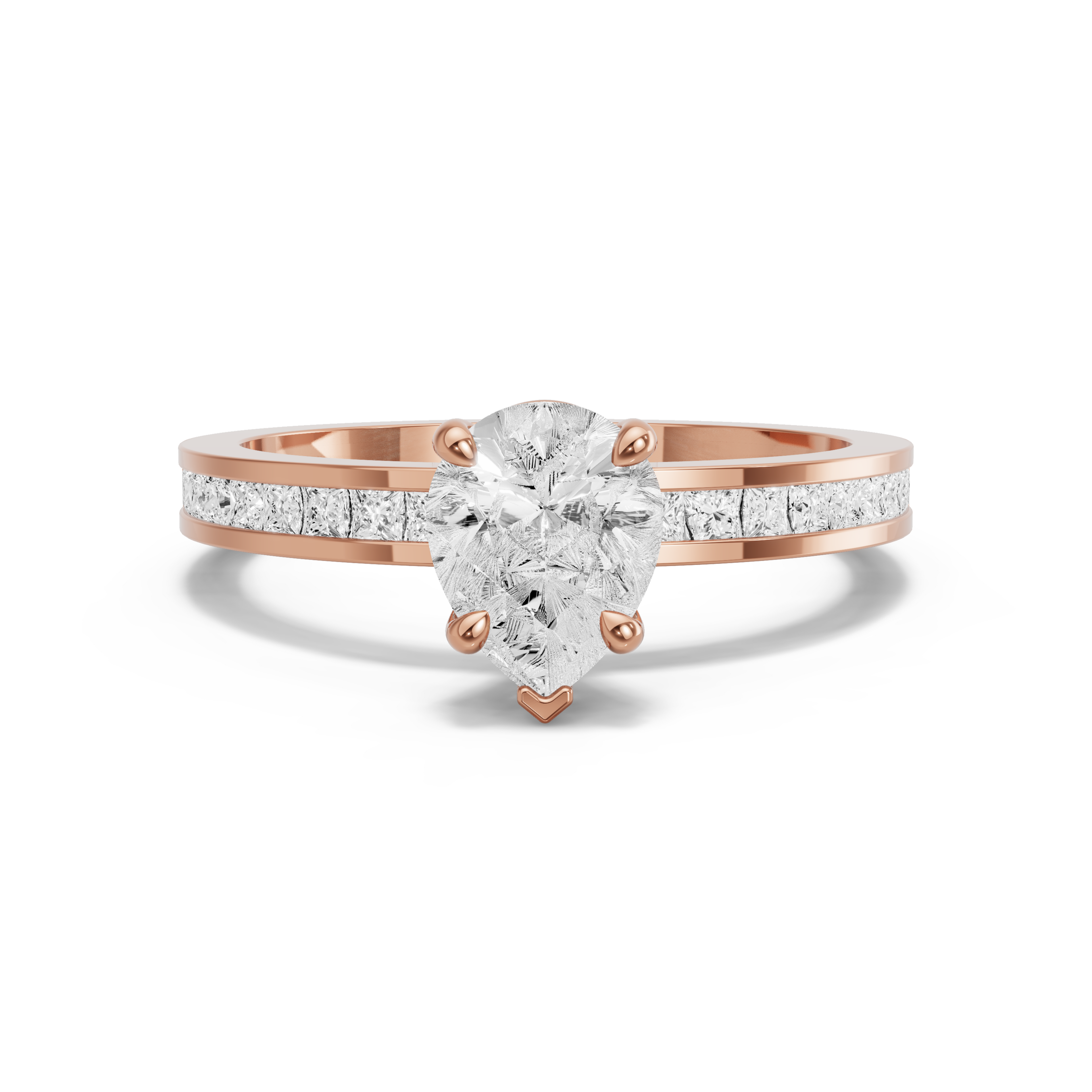 Image for Pear Six Prong diamond Ring with Channel band