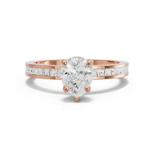 Image for Pear Six Prong diamond Ring with Channel band