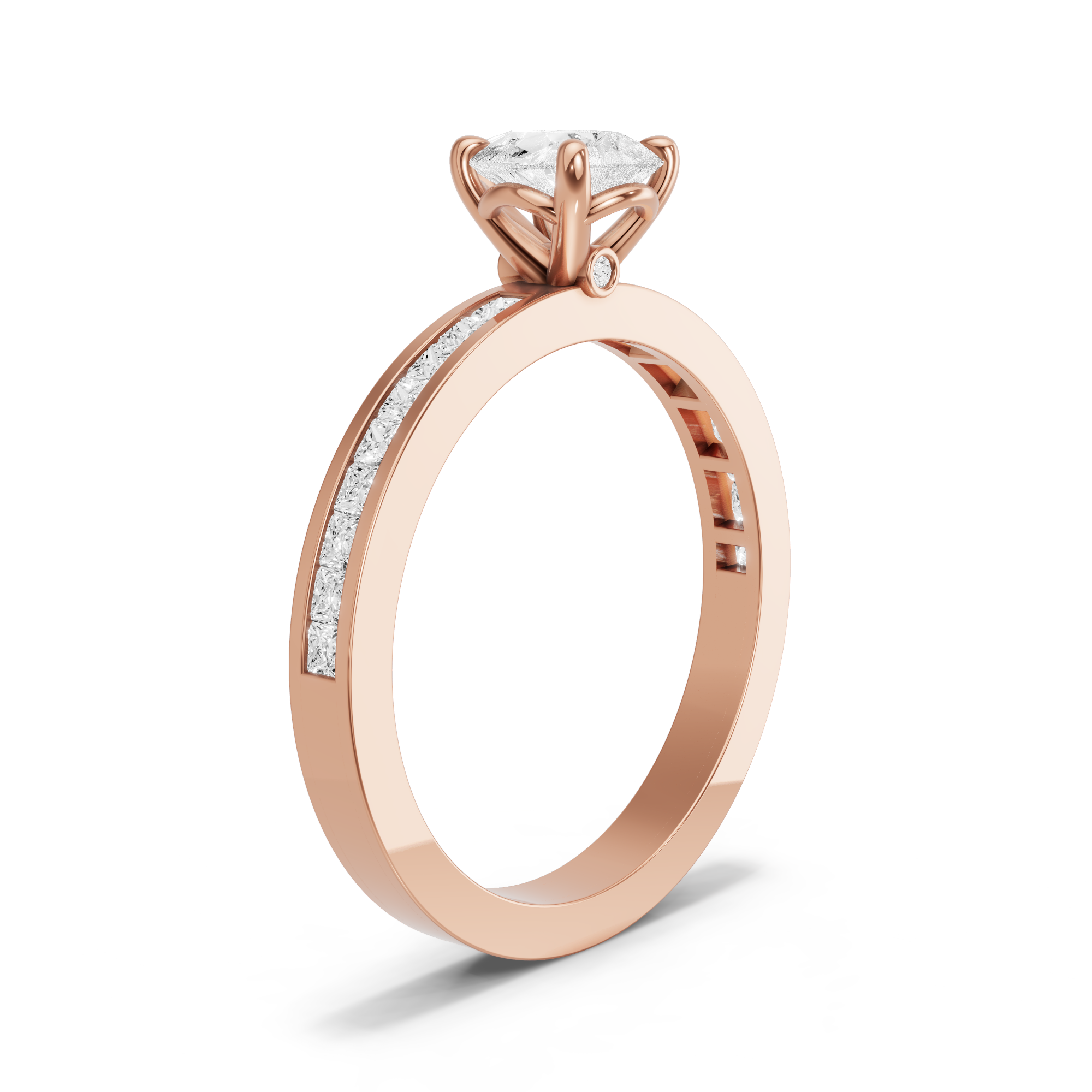 Image for Pear Six Prong diamond Ring with Channel band