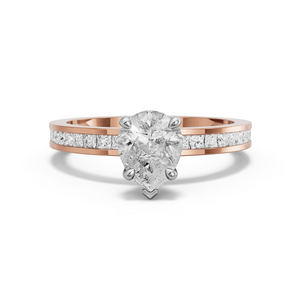 Image for Pear Six Prong diamond Ring with Channel band