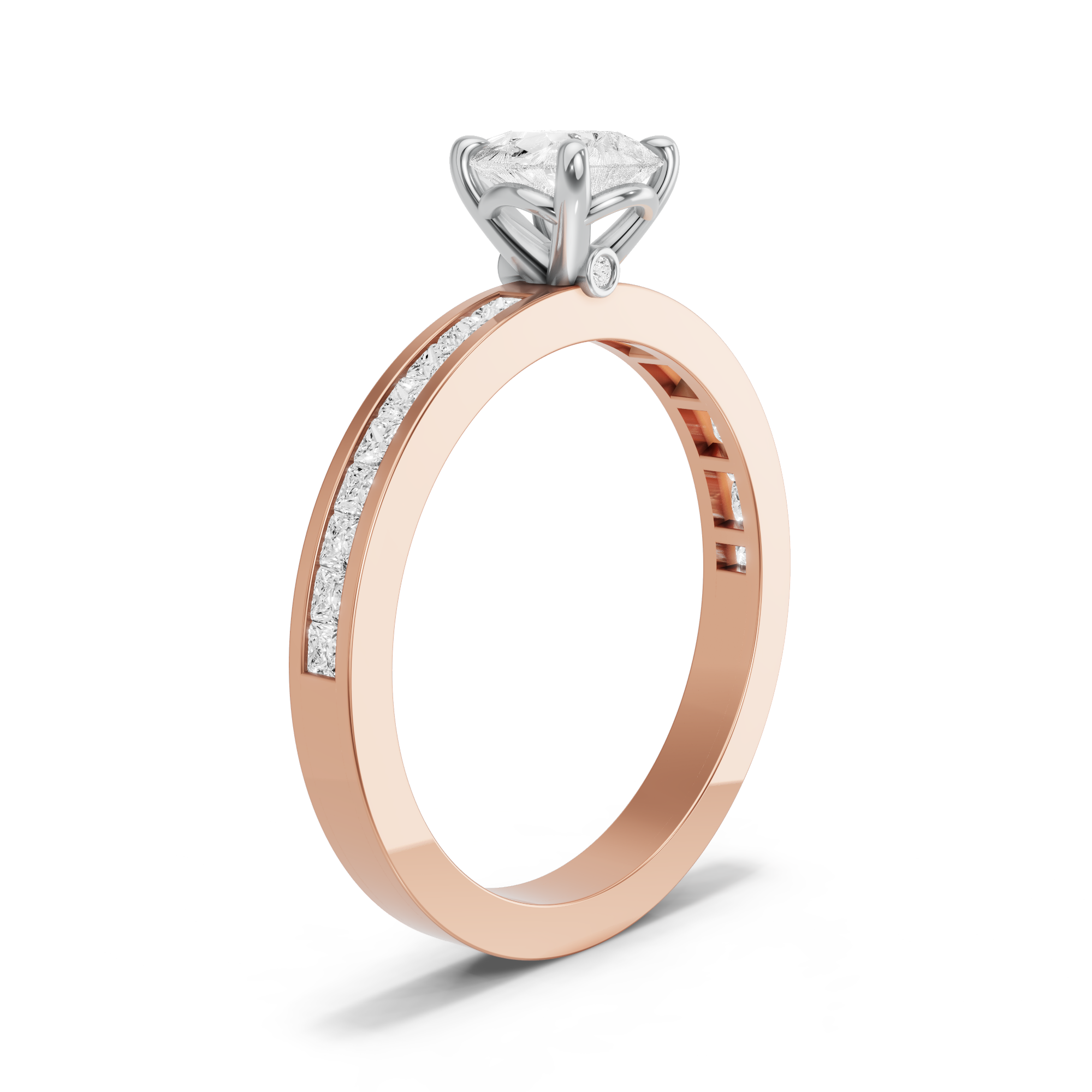 Image for Pear Six Prong diamond Ring with Channel band