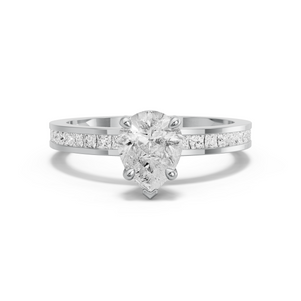Image for Pear Six Prong diamond Ring with Channel band