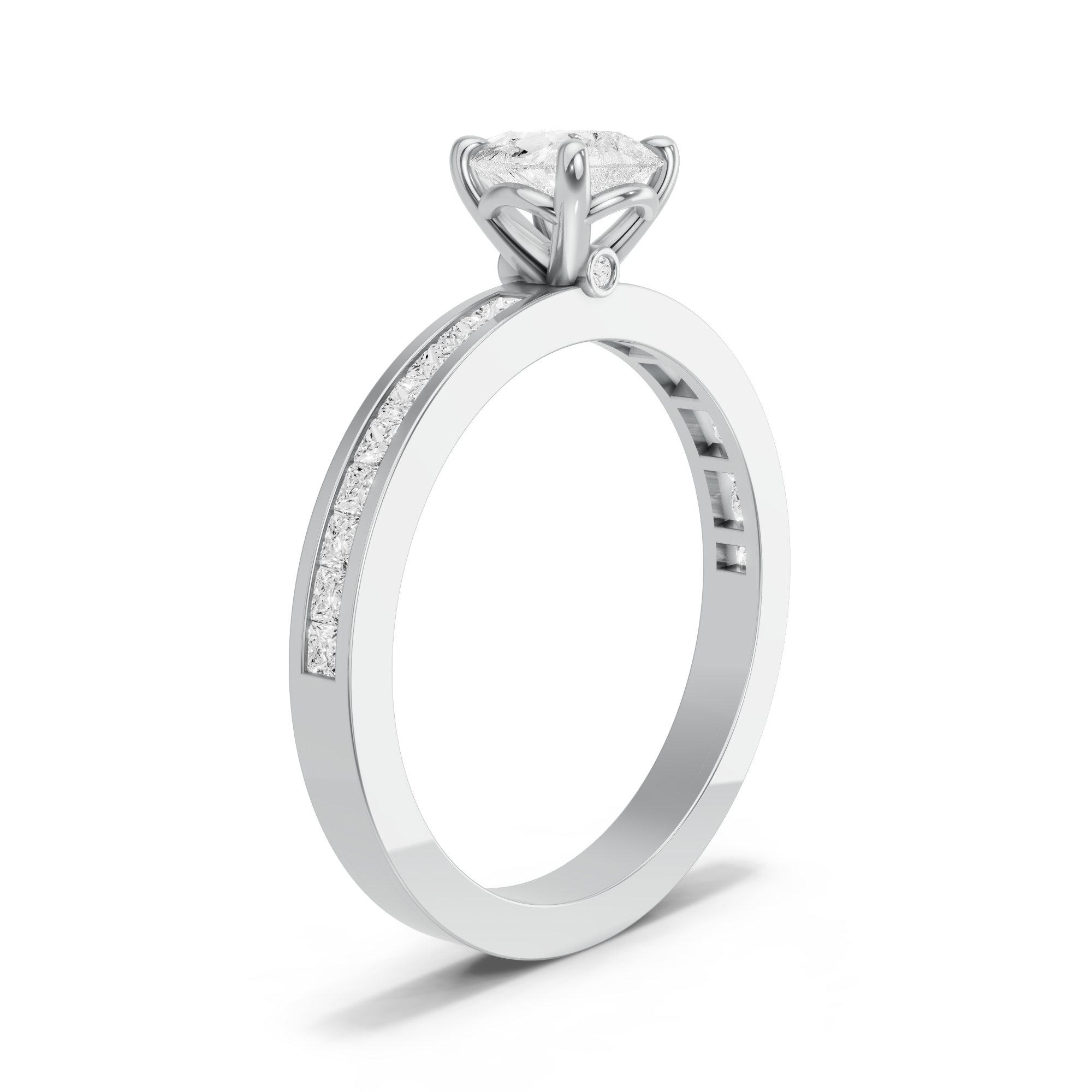 Image for Pear Six Prong diamond Ring with Channel band