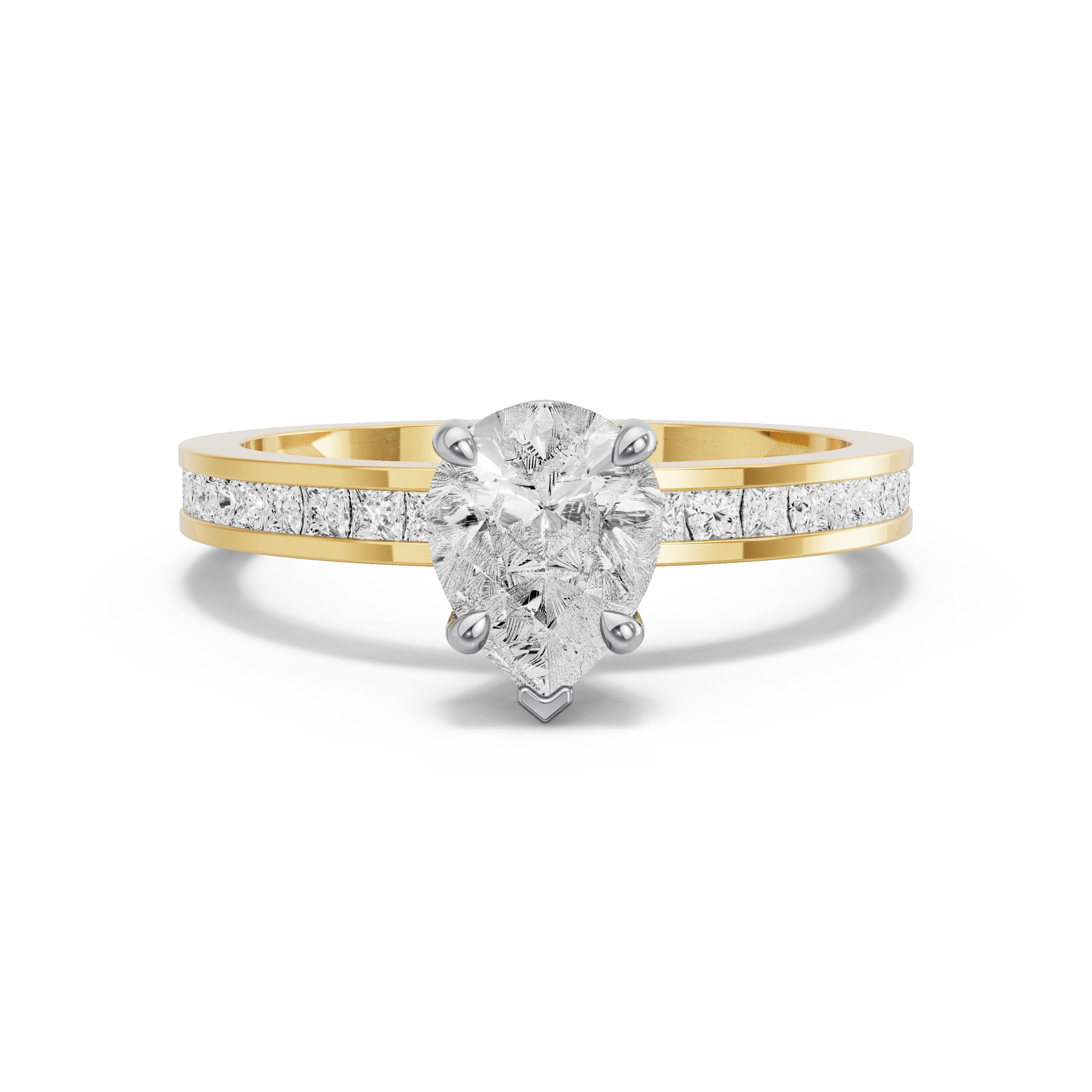 Image for Pear Six Prong diamond Ring with Channel band