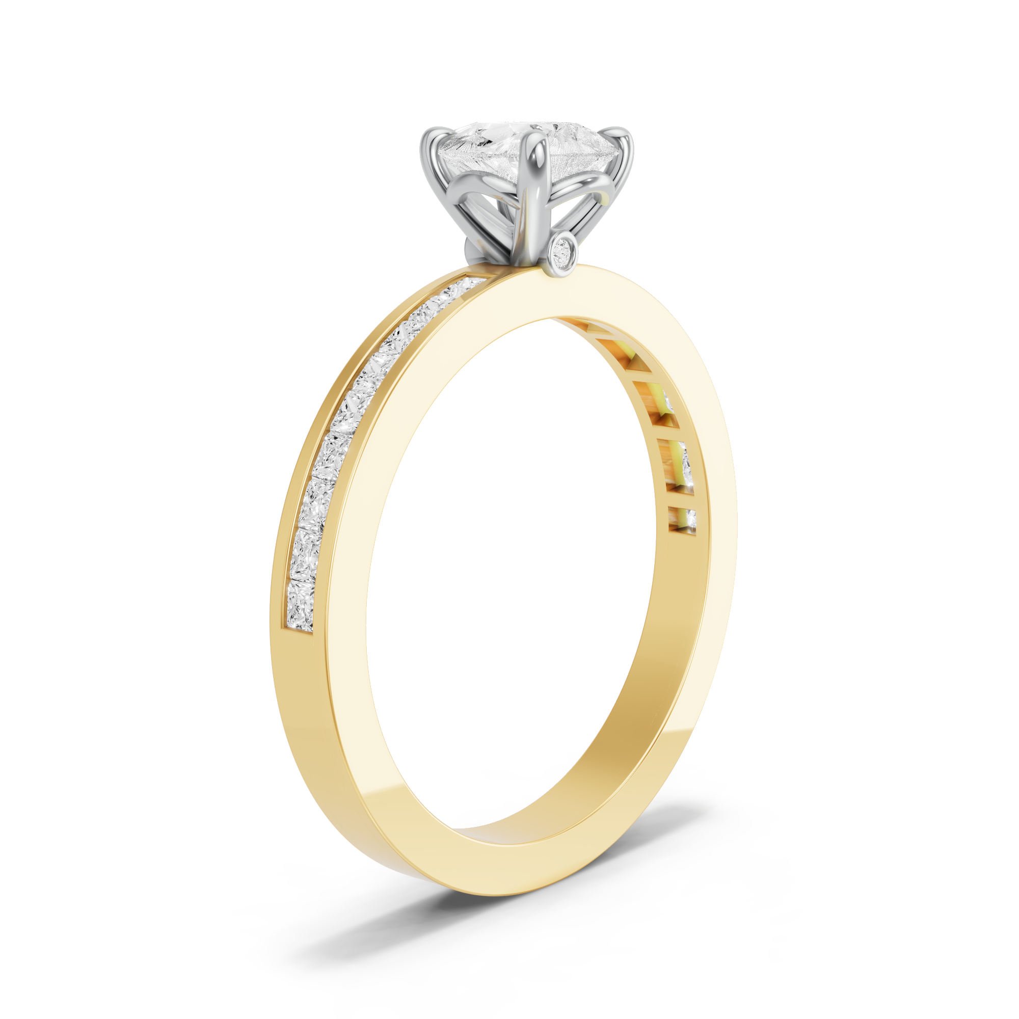 Image for Pear Six Prong diamond Ring with Channel band