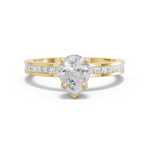 Image for Pear Six Prong diamond Ring with Channel band