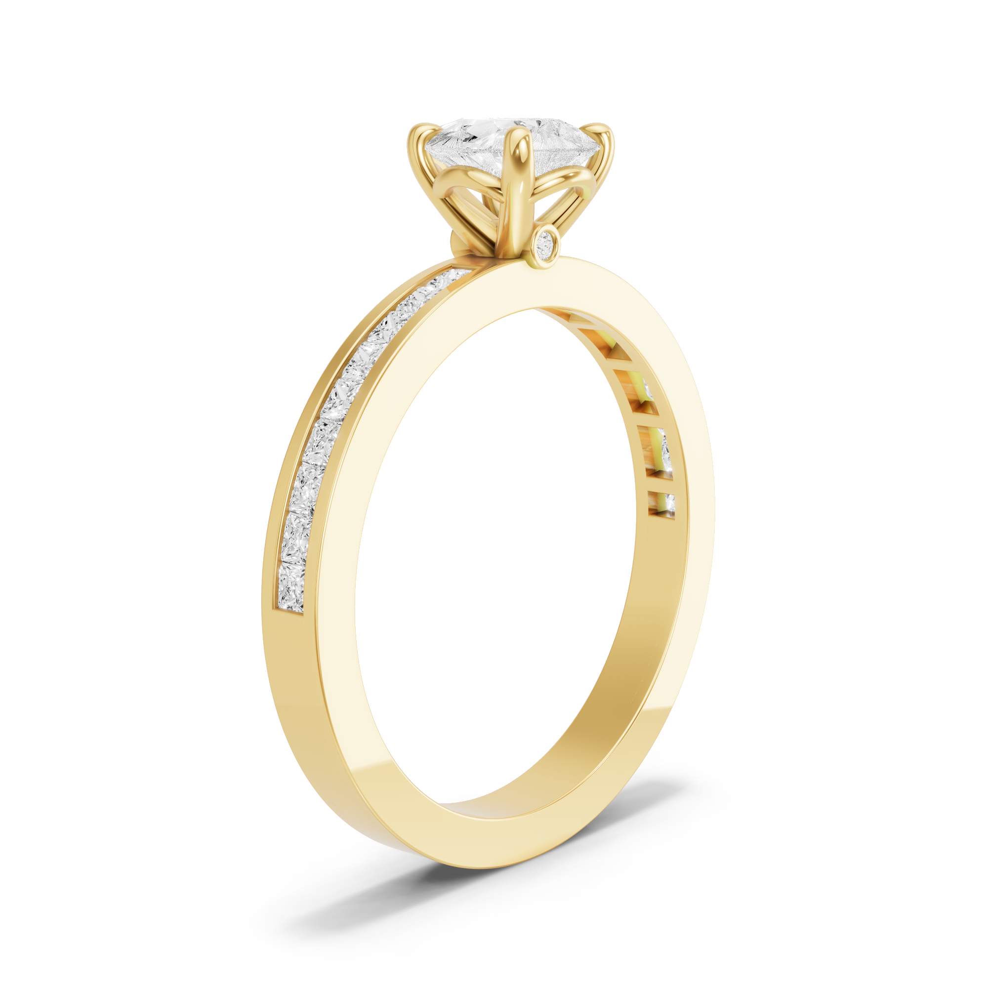 Image for Pear Six Prong diamond Ring with Channel band
