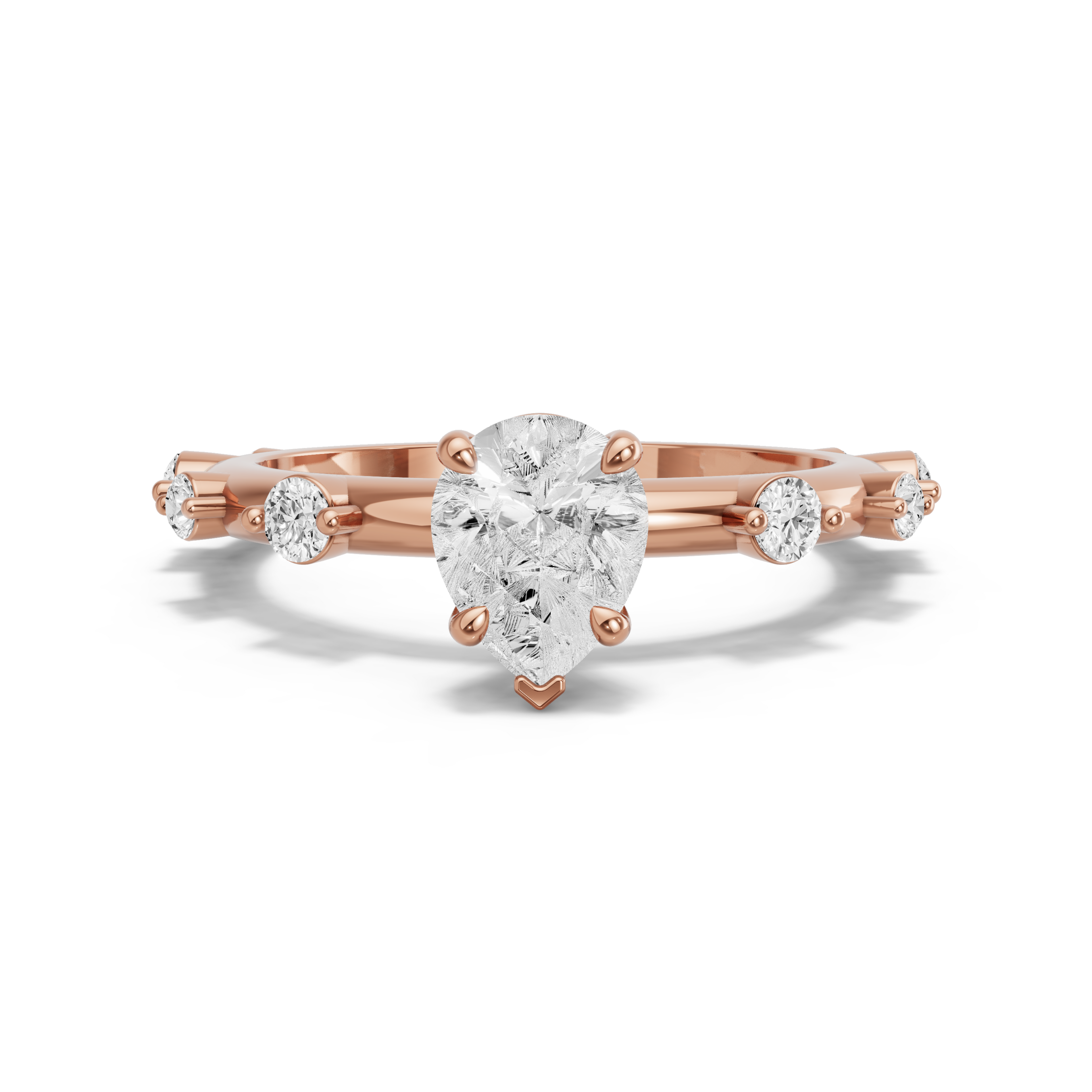 Image for Pear Six Prong diamond Ring with Floating Station band