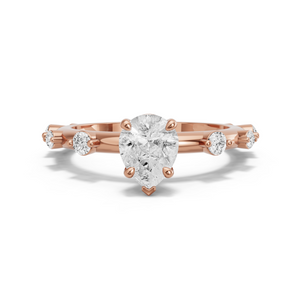 Image for Pear Six Prong diamond Ring with Floating Station band