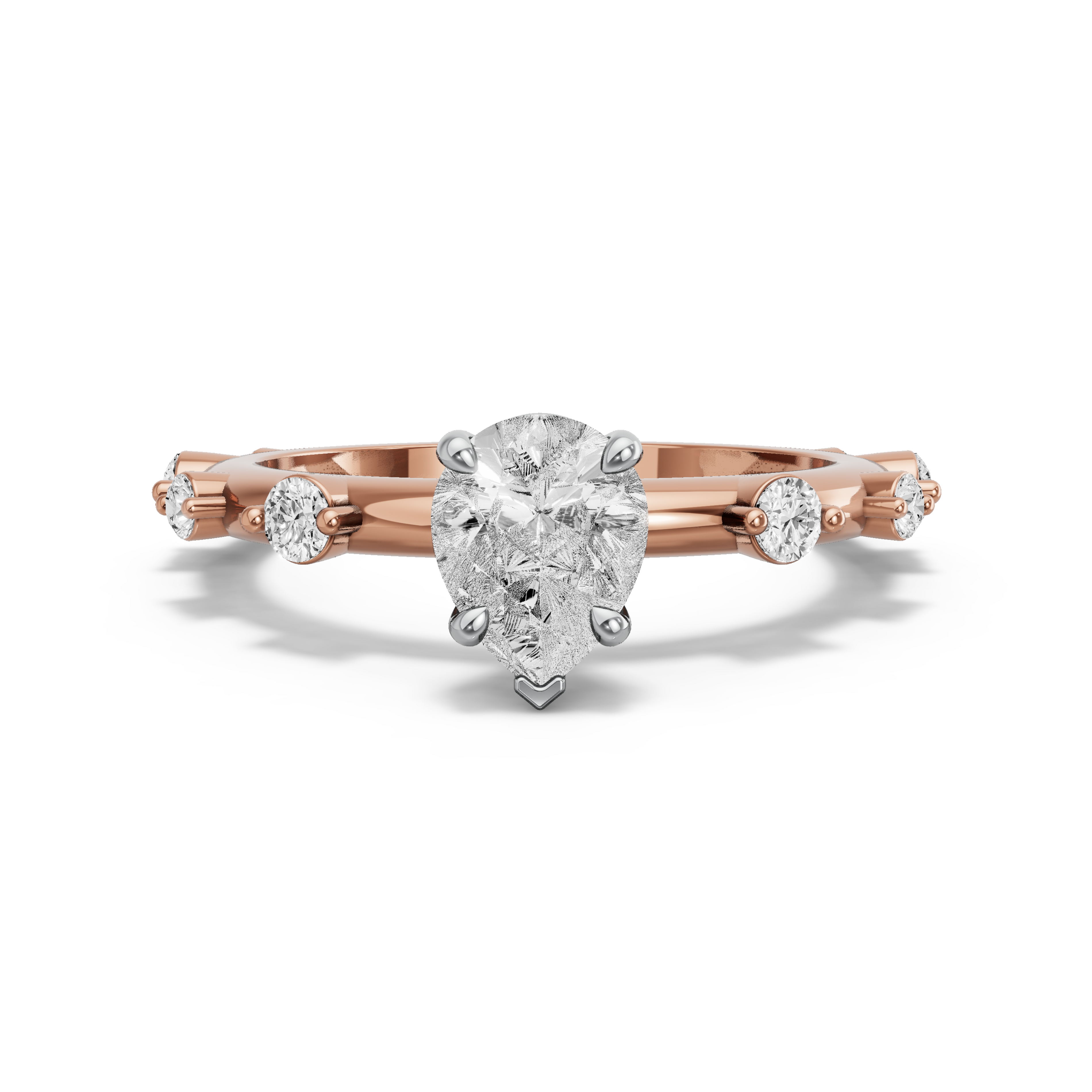 Image for Pear Six Prong diamond Ring with Floating Station band