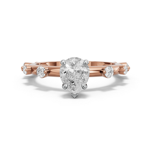 Image for Pear Six Prong diamond Ring with Floating Station band