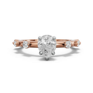 Image for Pear Six Prong diamond Ring with Floating Station band in 18K Two Tone Rose Gold