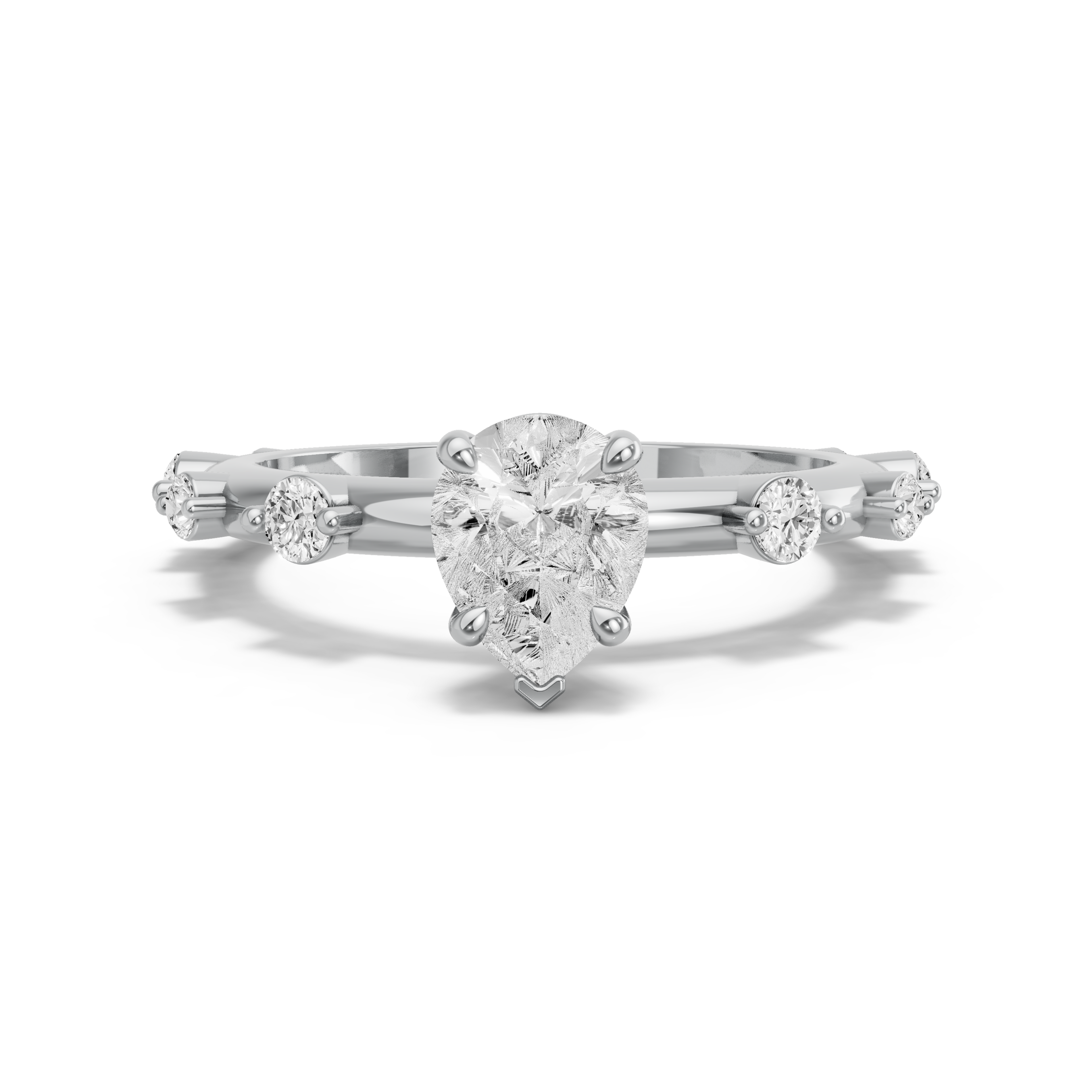 Image for Pear Six Prong diamond Ring with Floating Station band